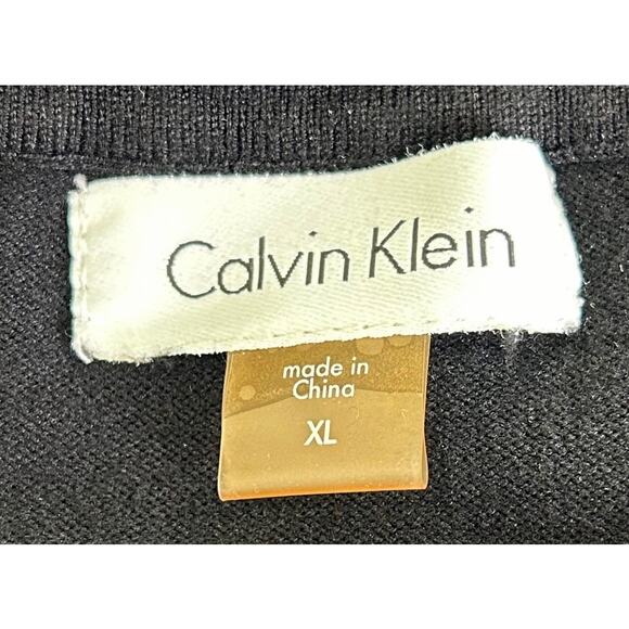 Calvin Klein Black V-Neck Grommet and Zipper Shift Knit Sweater Dress Sz. XL - Picture 7 of 8